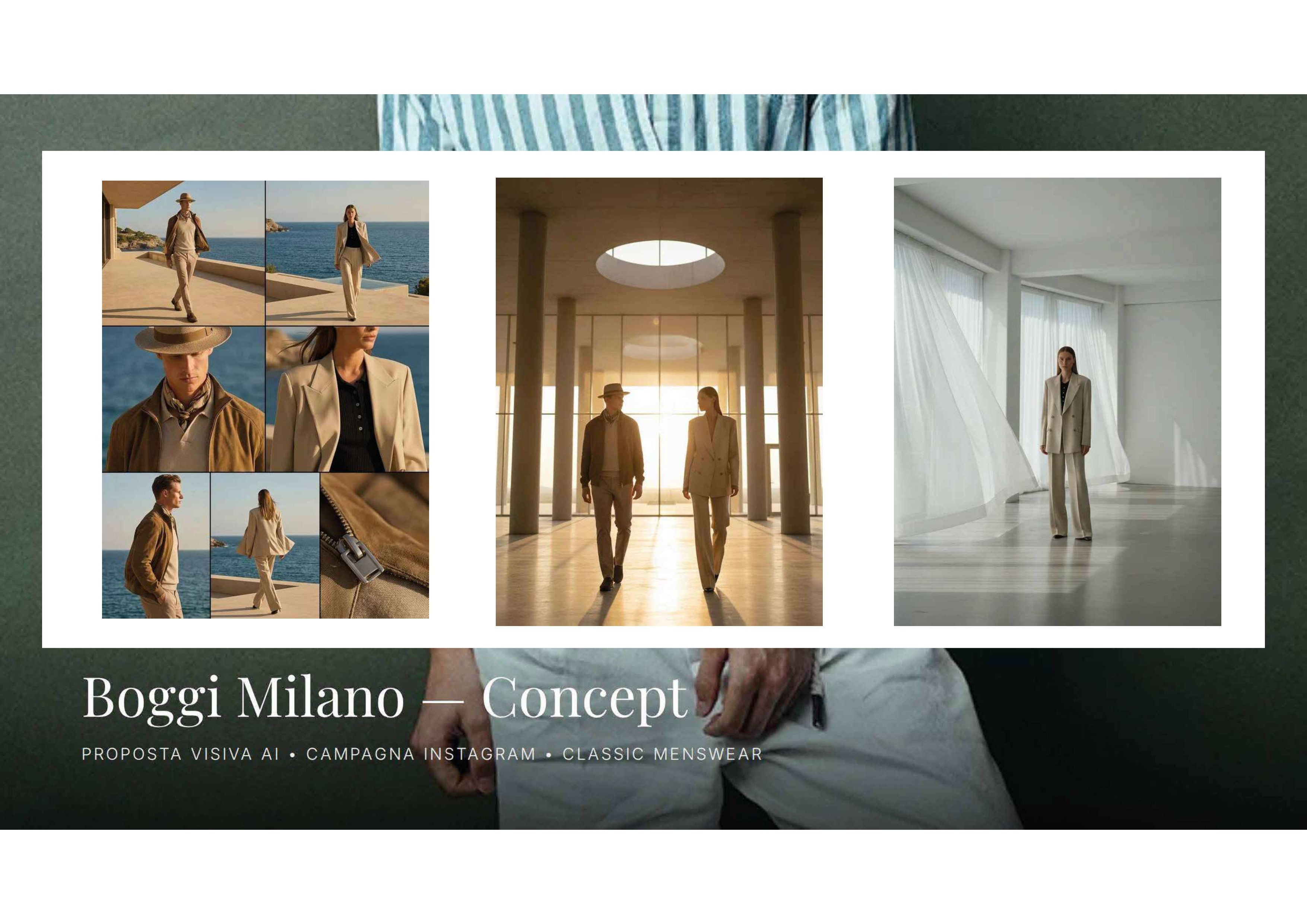 Concept AI premium tailoring ispirato a Boggi Milano